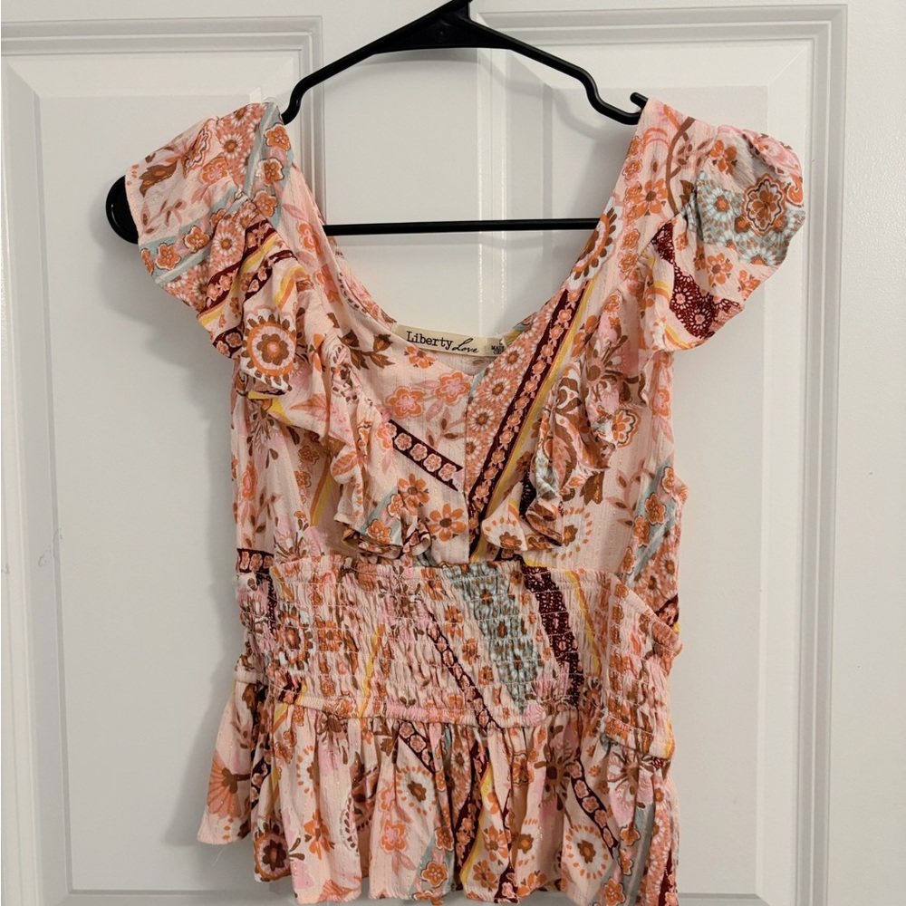 Liberty Love Boho Floral Blouse - Pink and Brown